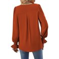 thumbnail image 2 of Fangasis Ladies Blouse Solid Color Tops V Neck Shirts Women Comfy Tunic Shirt Loose Work Caramel XL, 2 of 3