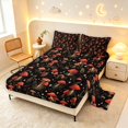 thumbnail image 2 of Homewish Red Botanical Mushrooms Queen Sheets,Wild Fungus Plants Queen Sheet Sets,4 Pieces,1 Flat Sheet, 1 Fitted Sheet and 2 Pillowcases, 2 of 6