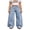 Blue, variant on LMLYSoH Women's Wrap Jeans with Pockets Stylish Casual Mid Rise Loose Fit Wide Leg Denim Pants