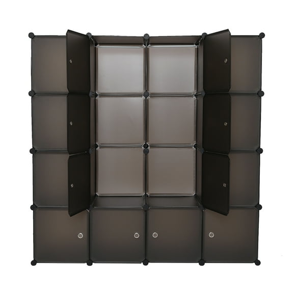 O'Force Storage Cube Organizer Plastic Cube Shelving Drawer Unit, DIY Modular Bookcase Closet System Cabinet with Hanger and Doors for Clothes, Shoes, Toys