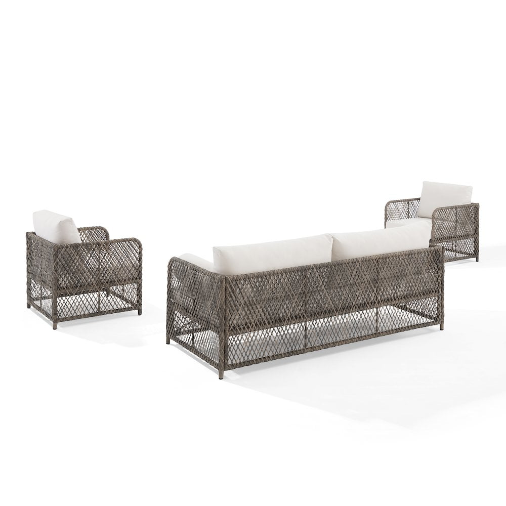 Crosley Furniture Granite Bay 3Pc Wicker Outdoor Sofa Patio Furniture Set- Sofa & 2 Chairs