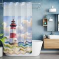 thumbnail image 6 of No Hook Shower Curtains with Snap-in Liner Set, Beach Lighthouse Waterproof Hotel Style Bathroom Shower Curtain, Coastal Ocean Ship Sky Oil Painting Breathable Mesh Top Window Bath Curtains 36''x72'', 6 of 9