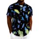 thumbnail image 1 of Mens Casual Manga Corta Botón Abajo Camisas Cuello Abierto Impreso Vacaciones de Verano, Camisas de Manga Corta de los Hombres Casual, 1 of 8