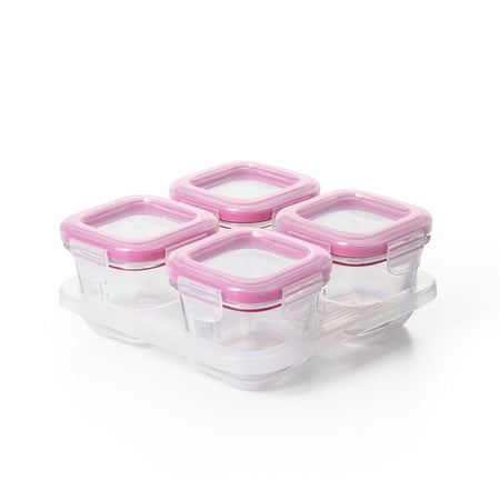 OXO Tot Glass Baby Blocks Food Storage Containers 4 oz - Pink