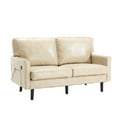 thumbnail image 6 of MAYEERTY Loveseat Sofa, Mid Century Modern Love Seat, 2 Seater Sofa Couches for Living Room, Small Couch with USB & Removable Pillow Cover, Comfy Couch for Bedroom, Apartment (Camel PU), 6 of 25
