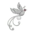 thumbnail image 2 of Xinyolin Simple Luxury Women Phoenix Shape Brooch Shining Rhinestones Inlaid Faux Pearl Suit Badge Electroplating Pin Outfit Accessories, 2 of 8