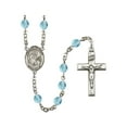 thumbnail image 1 of Our Lady of Mercy Silver-Plated Rosary 6mm March Light Blue Fire Polished Beads Crucifix Size 1 3/8 x 3/4 medal charm, 1 of 1
