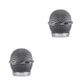 thumbnail image 1 of Youkk Métal Microphone Maille Tête Portable Réutilisable Lavable Protection Brillant Universel KTV Concert Micro Têtes Accessoires Argent 2Set, 1 of 6