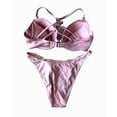 thumbnail image 2 of Victoria's Secret Swim Gold Chain Strap Push Up Padded Racerback Bikini 2 PC Set Light Pink Size 34DDD/Medium NWT, 2 of 7