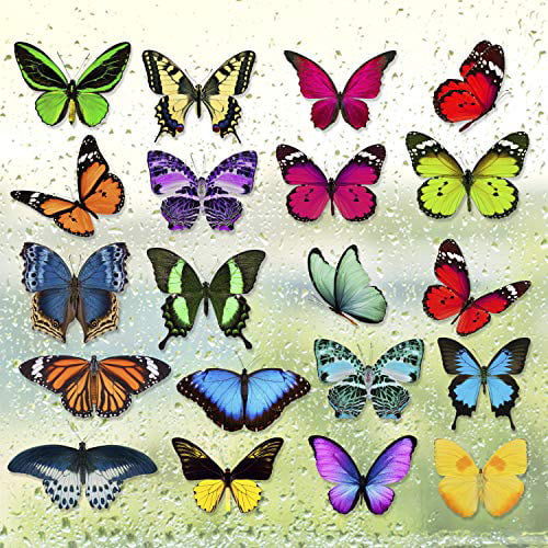 20 Pcs Butterfly Wall Removable Stickers Decals Art Window Clings Anti-collision 