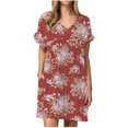 thumbnail image 2 of Dresses for Women's Casual Short Sleeve V-Neck Pockets Ladies Loose Dress, 2 of 5