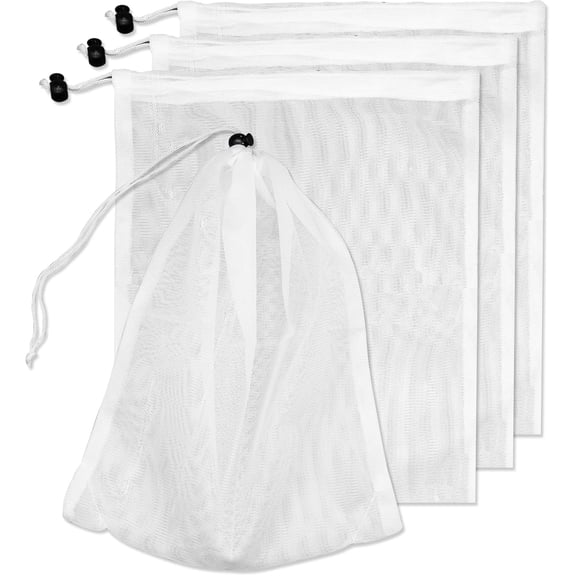 Genligt 4 Pack Pool Vacuum Mesh Bag, 24×16 inch Pool Leaf Vacuum Net Bag with Locking Cord for Ponds Collecting Leaves and Debris