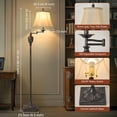 thumbnail image 6 of Classic LED Standing Lamp Featuring a 350° Adjustable Swing Arm - Retro Pole Light Ideal for Living Rooms, Bedrooms, And Offices - Minimalist Upright Floor Lamp with a Silk Shade for Home Decor, 6 of 21
