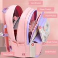 thumbnail image 4 of Mochila escolar ultraligera para niños Mochilas escolares con tira reflectante Niñas Niños para viajes al aire libre Escuela Mochilas de excursión de primavera Malva Rosa, 4 of 5
