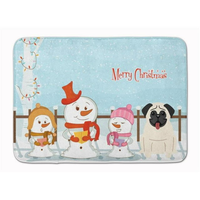 Carolines Treasures BB2335RUG Merry Christmas Carolers Pug Cream Machine Washable Memory Foam Mat
