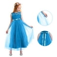 thumbnail image 3 of IBTOM CASTLE Little Big Girls Vintage Lace Junior Bridesmaid Dress Floor Length Dance Ball Pageant Maxi Gown for Party Wedding 9-10 Years Blue, 3 of 8