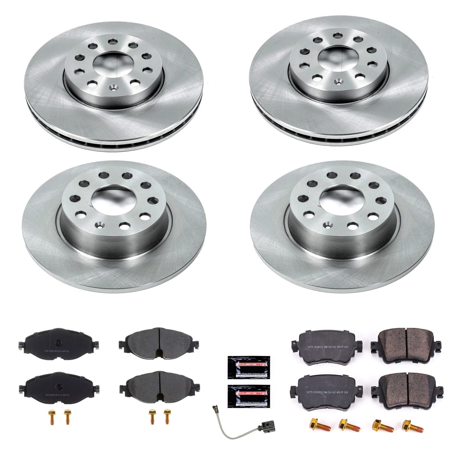 PowerStop Front and Rear Stock Replacement Brake Pad and Rotor Kit Fits: VOLKSWAGEN Select Models KOE8363