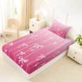 thumbnail image 4 of Erosebridal Pink Ribbon Bowknot Twin Sheet Sets 3pcs For Teens,Girls Geometric Swirl Stripes Bedding, 4 of 5