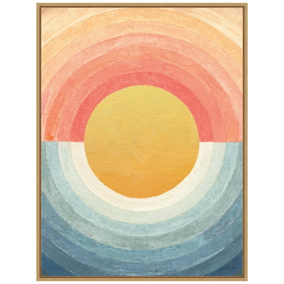 Amanti Art Retro Vibes Abstract Sun Framed Canvas Wall Art Print