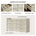 thumbnail image 2 of SICOTAS 56.4"W Farmhouse 6 Drawer Double Dresser Set of 2, Long Chest of Drawers with Brass-tone Handles & Rolling Wheels, Wooden Dresser Storage Cabinet for Bedroom Living Room, White Oak, 2 of 7