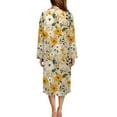 thumbnail image 2 of Yuyamidu Daisy Women's Bathrobe Zipper Front Bath Robes Yellow Flowers Long Sleeve Robe Size L Skin-Friendly Crewneck House Coat for Women Mid-Length Dressing Gown, 2 of 7