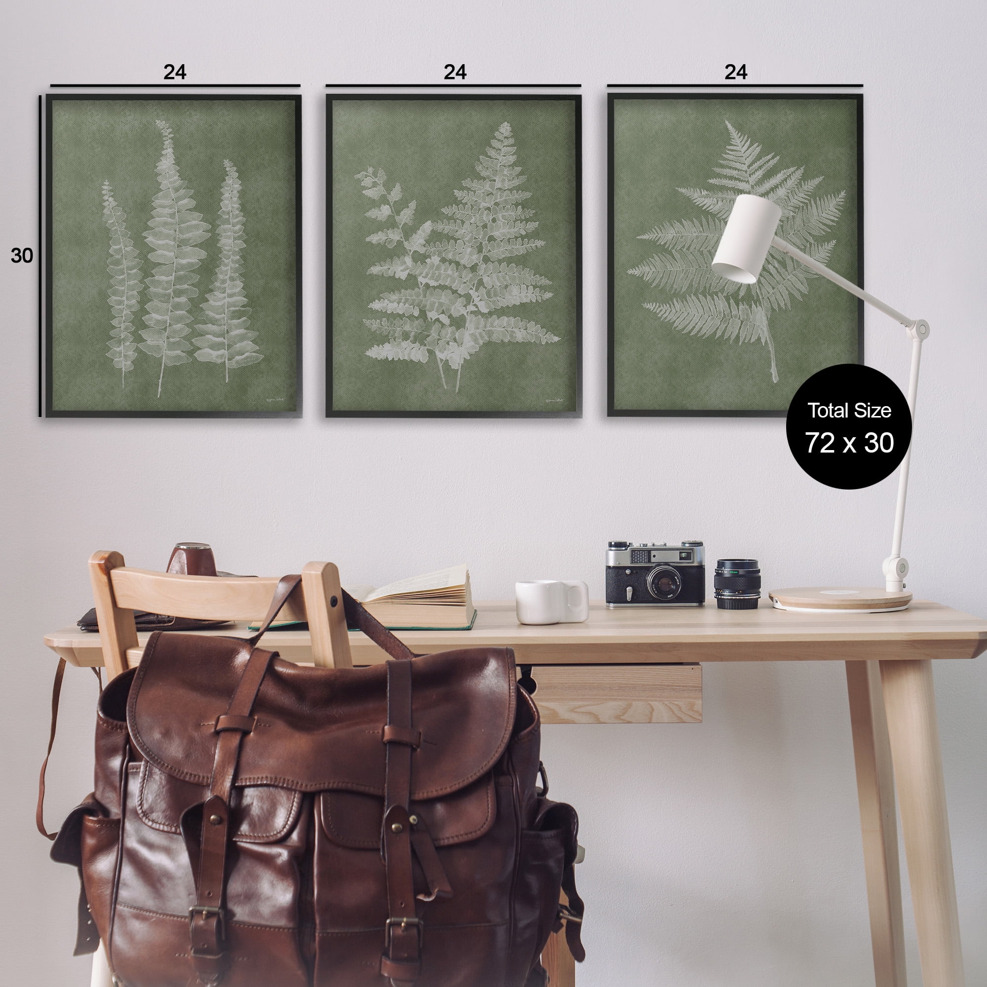 Stupell Industries Vintage Fern Silhouettes Botanical & Floral Painting Black Framed Art Print Wall Art, 24 x 30, Set of 3