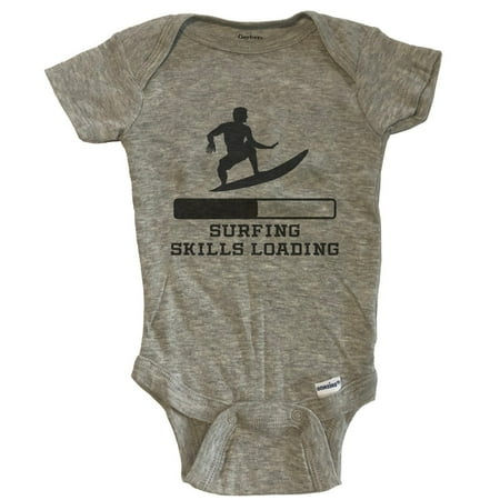 

Surfing Skills Loading Funny Surfer Humor Baby Bodysuit - Grey