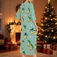 thumbnail image 4 of Fewfanhot Women's Flannel Robe with Christmas Pattern, 3/4 Sleeve Short Sleeve Knee Length Design for Holiday Lounging Cozy Winter, 4 of 8