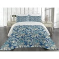 thumbnail image 2 of Ambesonne Paisley Quilted Coverlet 3 Pcs, Inspired Persian, Queen Size, Teal Navy and Tan, 2 of 4