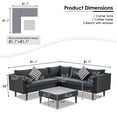 thumbnail image 6 of 4 Pieces L-shape Outdoor Patio Furniture Set Outdoor Sectional Rattan Sofa Set Manual Wicker Patio Conversation Set with Pillows and Brown Rattan for Yard Deck Porch(Grey), 6 of 9