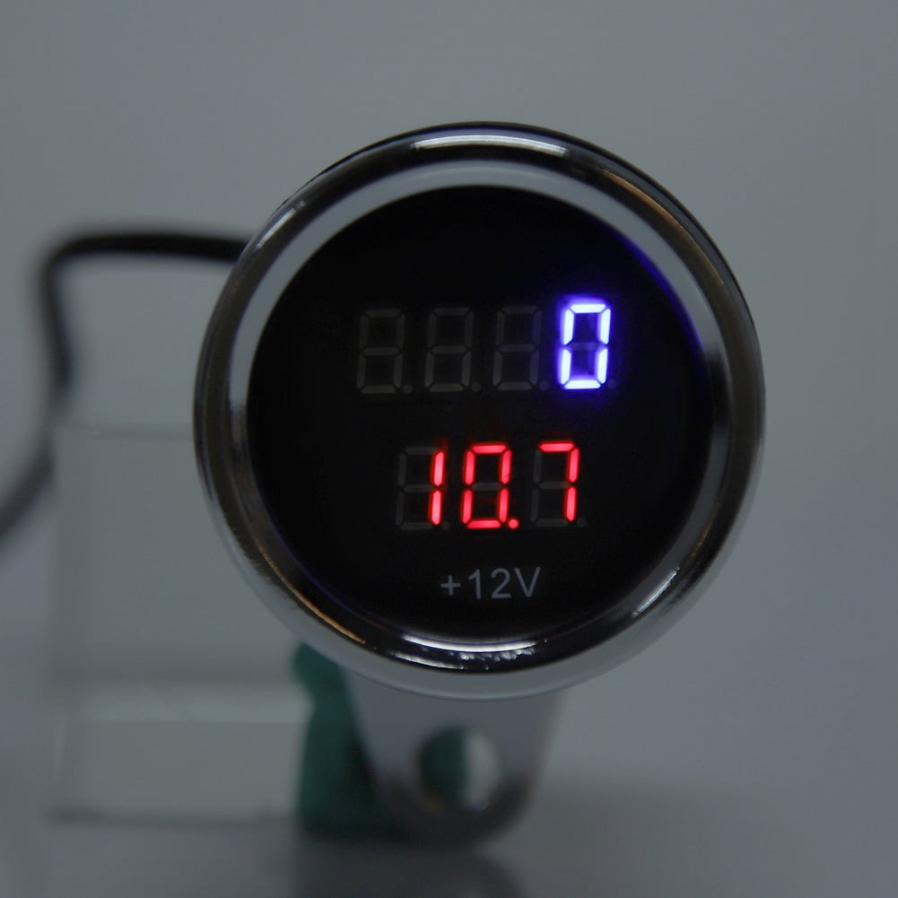 Motorcycle Speedometer 2 in 1 Motorcycle LED Digital Voltmeter Tachometer Gauge Metal Odometer Speedometer 