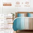 thumbnail image 6 of 3 Piece Teal Brown Ombre Duvet Cover Set Queen Size, Microfiber Comforter/Quilt Cover with Corner Ties and 2 Pillowcases, Vintage Country Wooden All Season Soft Bedding with Zipper Closure, 6 of 8