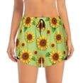 thumbnail image 2 of Xecao's Sunflower Leaves for a double-layer running short for women, perfect for gym, tennis, and more, featuring a convenient pocket., 2 of 9