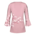 thumbnail image 5 of BADHUB Women's Plus Size Tops Summer Floral Print Tunic Blouses Dressy 3/4 Bell Sleeve Henley Tops Pleated Slim Fit Shirts Lightweight Button V Neck T-Shirt, 5 of 5