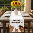 thumbnail image 5 of Happy Ground Day Table Runner Country Cartoon Floral Hat Groundhogs Table Runners Dresser Scarves Holiday Kitchen Dining Table Decoration for Home Party Indoor 13x48 Inch, 5 of 9