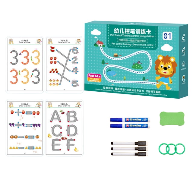 Blue Rewritable Pen Control Training Book For Kids Kindergarten Early Education Calligraphy Practice