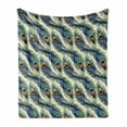 thumbnail image 1 of Peacock Soft Flannel Fleece Blanket, Exotic Peacock Feathers Pattern Vintage Style Ornamental Details Image, Cozy Plush for Indoor and Outdoor Use, 60" x 80", Navy Blue Green Orange, by Ambesonne, 1 of 6