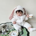 thumbnail image 3 of Kids Animal Costumes Fuzzy Baby Easter Bunny Romper Long Ear Rabbit Hoodie Romper Jumpsuit with Zipper, 3 of 7