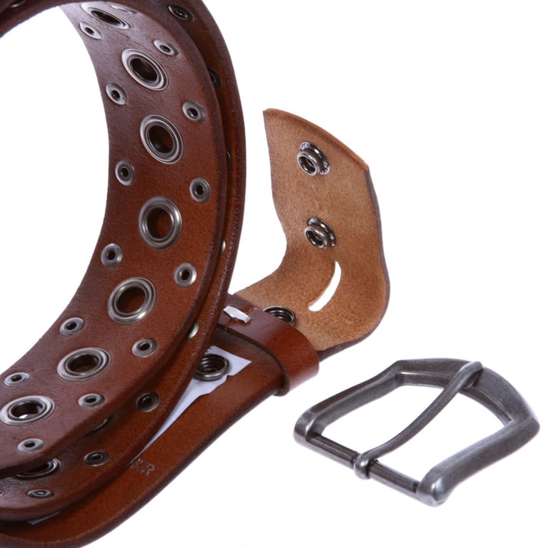 2514 Casual Riveted Studded Grommets & Studs Solid Leather Belt, Casual Riveted Studded Grommets & Studs Solid Leather Belt  main image 2
