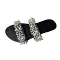 thumbnail image 2 of Pantuflas de fondo plano transparentes con incrustaciones de perlas en la playa para vacaciones de ocio para mujer Wmkox8yii ytu1027, 2 of 5