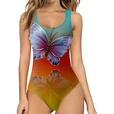 

Women Swimwears Tight Fitting Control Shapewear Multicolor Gradient Tie Dye Printed Fashion Sleeveless Sling Bodysuits Monokini Swimsuit Travel Holiday Beachwear Bathing Suit