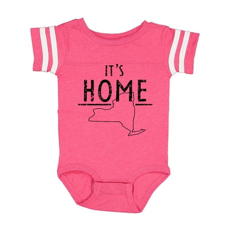 

Inktastic It s Home- State of New York Outline DIstressed Text Gift Baby Boy or Baby Girl Bodysuit