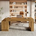 thumbnail image 6 of Tribesigns 63" L-Shaped Computer Desk with Storage Cabinets and 2-Tier Shelf, Mid-Century Modern Large Executive Table Workstation for Home Office, Brown, 6 of 8