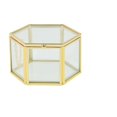 thumbnail image 1 of Glass Hexagon Jewelry Box, Clear Glass Gold Jewelry Box, Transparent Glass Jewelry Box, 1 of 4