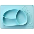 thumbnail image 1 of Plato de silicona con forma de conejo y mantel individual incorporado para niños pequeños. Alfombrilla de alimentación dividida en 3 rejillas sin BPA para niños pequeños, bebés y bebés., 1 of 8