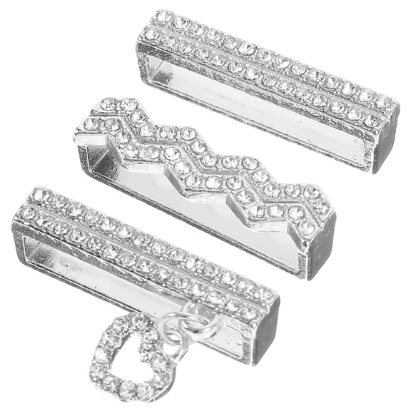 HONITANO Rhinestone Watchband Charms Plated Silver Metal Easy to Use for Decor 3Pcs