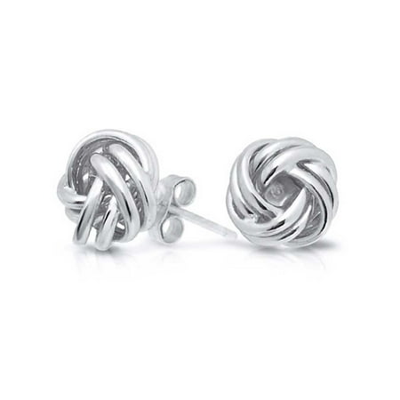 - Woven Twisted Rope Love Knot Stud Earrings For Women 925 Sterling Silver