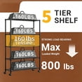 thumbnail image 6 of Ktaxon Commercial 5 Tier Storage Rack, Adjustable Rolling Metal Garage Shelving Chrome, 35''W x 14''D x 65''H, Capacity for 800lbs, 6 of 13