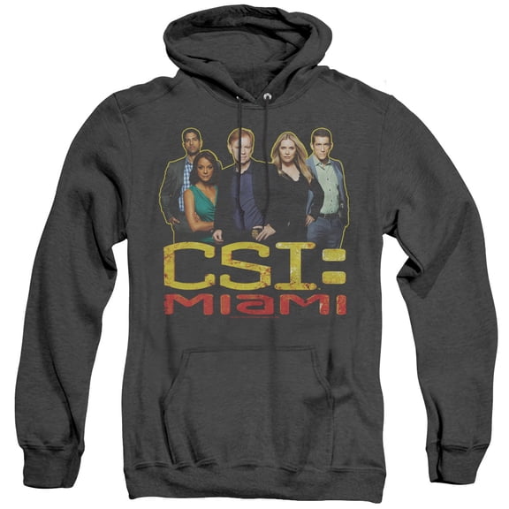 Csi Miami The Cast In Black Adult Heather Hoodie Sweatshirt Black