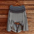 thumbnail image 2 of WTXUE Women's Fair Isle Retro Sweater Art Print Vintage Crewneck Pullover Top Lightweight Boho Tops Tribal Ethnic Graphic Cropped Knit Bohemian Long Sleeve Drop Shoulder Pullover Sweater Grey S, 2 of 3